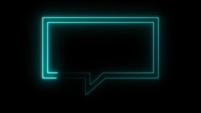 glowing Neon text message neon color icon animation black background. 4k video