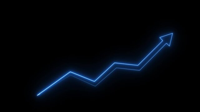 glowing neon Upward Animated Animated Arrow animation Motion graphics of concept black background. animation 4k video