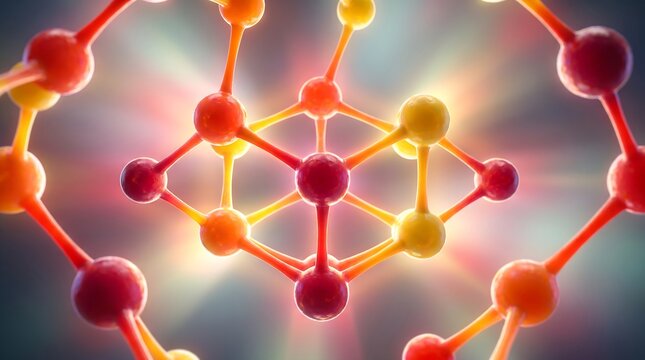 3D Molecule Structure with Crystal Lattice for Scientific Research