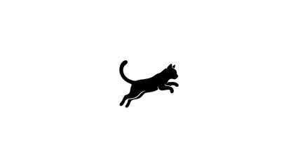 Fototapeta premium Minimal cute cat silhouette icon cartoon pet vector illustration isolated on white background