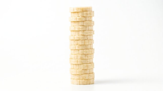Pile of Ripe Banana Slices Cutout on White Background
