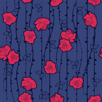 Striking scarlet blooms enveloped by navy surroundings assemble mood