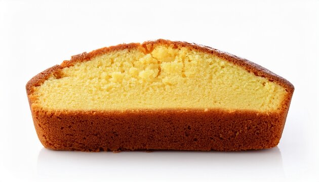 Homemade Butter Pound Cake Slice On Isolated White Background