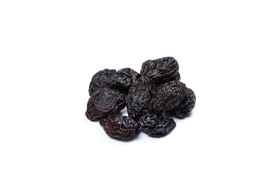 Dried plums isolated on white background