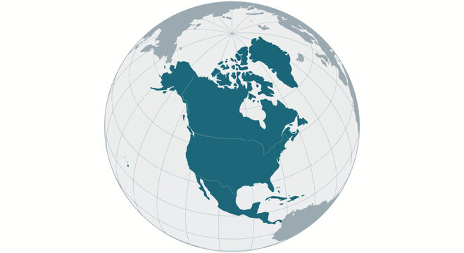 A flat illustration globe showing the continent of north america a flat illustration