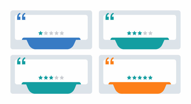 A flat illustration set of colorful testimonial quote boxes a flat illustration