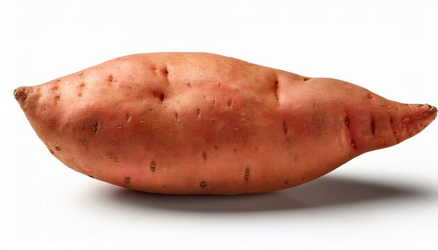Single Fresh Sweet Potato Isolated On White Background With Shadow