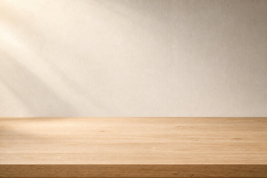 Premium Light Oak Advertising Background with Cream Wall