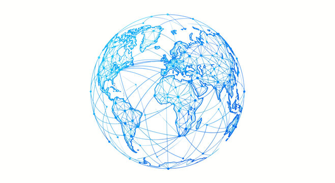 A flat illustration digital globe network connection a flat illustration