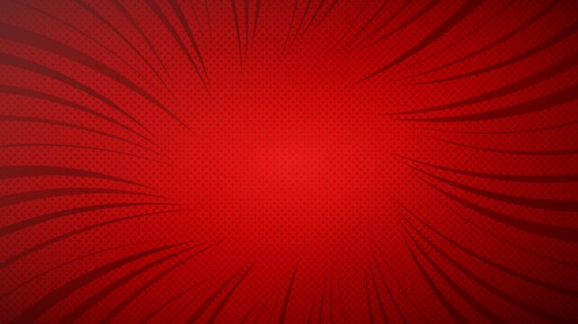 Vibrant red graphic background featuring a dynamic radial burst effect with speed lines and a subtle halftone dot pattern, perfect for energetic designs and action-packed themes