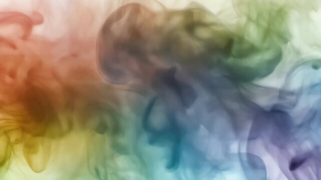 Vibrant Rainbow Smoke Swirls on White Background