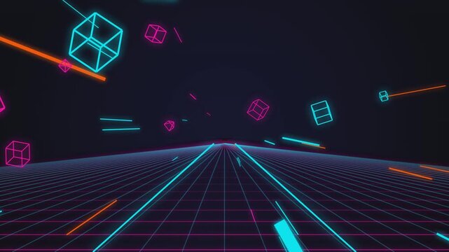 Cyber space warp motion loop with neon pink energy lines for futuristic sci fi backgrounds