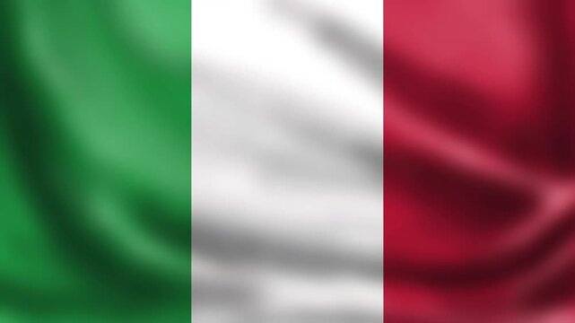 Italy or Italian Republic flag swaying in the wind, endless cycled loop video background