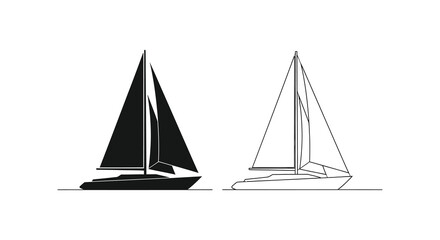 Naklejka premium Two sailboat silhouettes against a white background silhouette