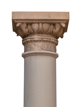 Elements of architectural decorations of buildings, columns and tops, gypsum molding, wall texture and stucco patterns. On the streets in Barcelona, public places.