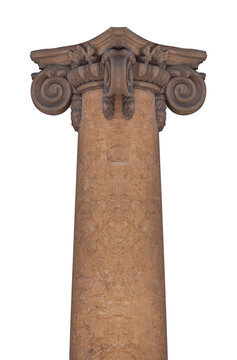 Elements of architectural decorations of buildings, columns and tops, gypsum molding, wall texture and stucco patterns. On the streets in Barcelona, public places.