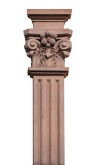 Obraz premium Elements of architectural decorations of buildings, columns and tops, gypsum molding, wall texture and stucco patterns. On the streets in Barcelona, public places.