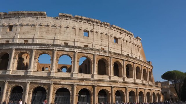 Majestic Exterior View of the Ancient Roman Colosseum in Italy