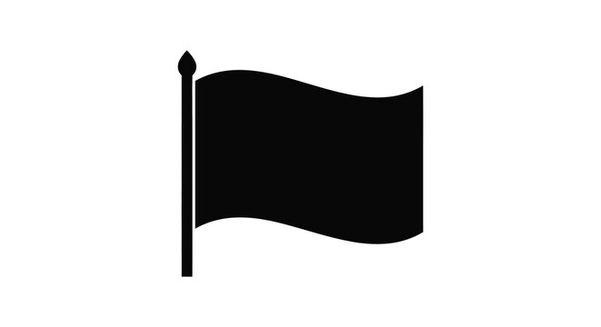 Waving Flag On Pole Black Silhouette mast