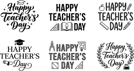 Fototapeta premium Teacher's Day Typography Collection for Educational Designs