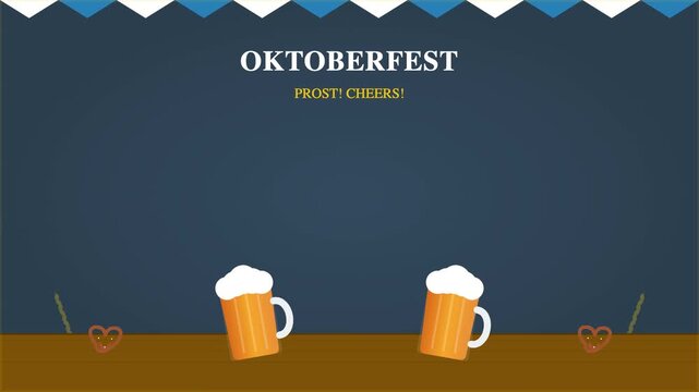 Oktoberfest Celebration Background with Beer Steins and Pretzels