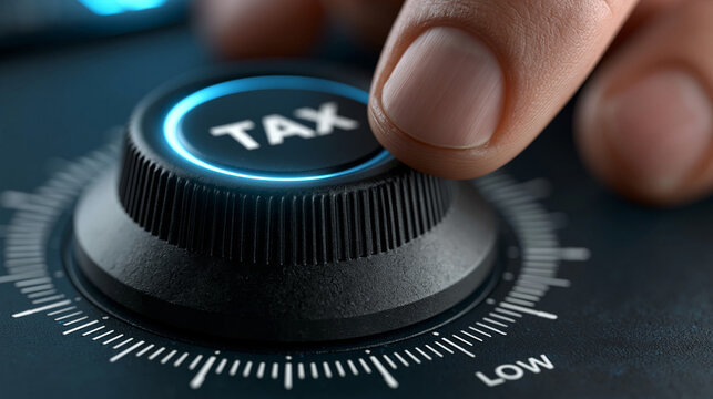 Adjusting the Tax Dial: A close-up shot of a finger turning a dial labeled TAX, with illuminated markings indicating LOW and presumably higher settings.