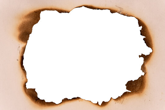 Large Rectangular Burnt Paper Hole Frame with Dark Scorched Edge