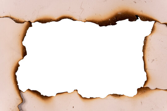 Burnt Paper Hole Frame with Scorched Brown Edge Vintage Parchment Window
