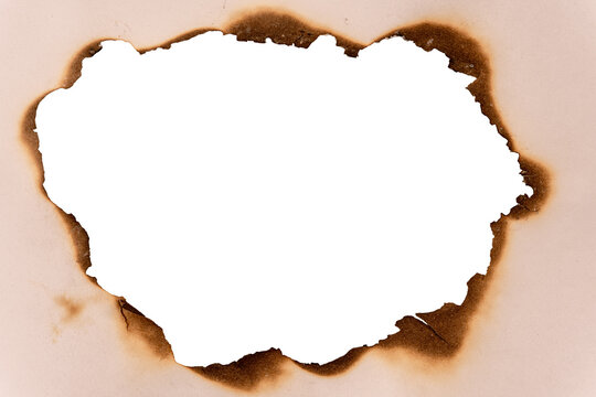 Organic Cloud Shape Burnt Paper Hole Frame with Brown Scorched Border