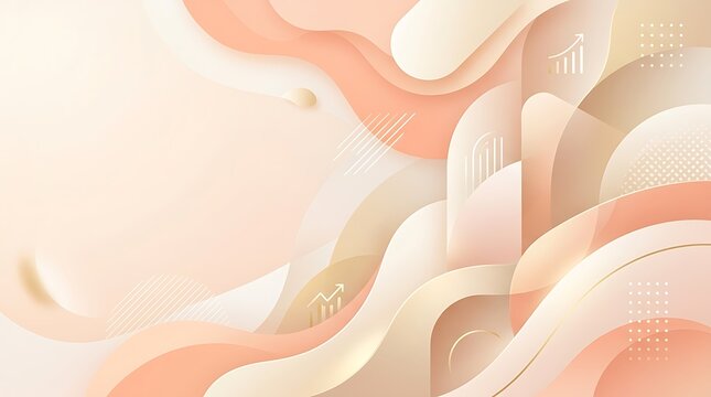 Elegant abstract background with flowing organic shapes in peach and cream tones, featuring subtle financial growth graphic elements and soft gradients.