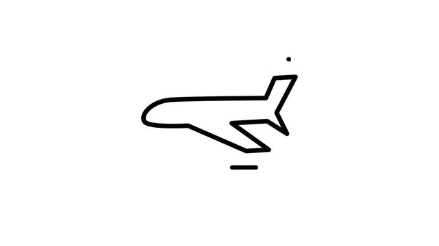 Airplane icon shown flying forward swiftly with motion speed lines trailing behind it representing flight departure, arrival, or takeoff in progress