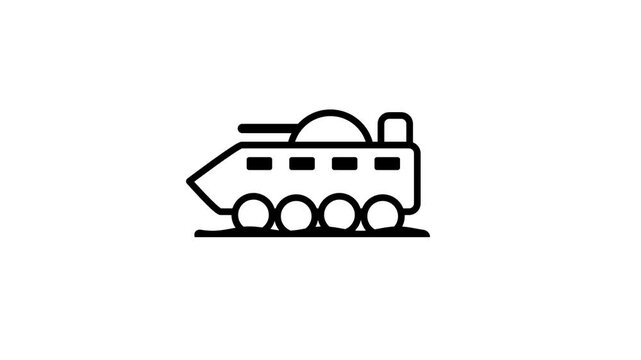 Armored military vehicle icon featuring a rotating turret and sturdy wheeled body representing a transport convoy or heavy defense equipment symbol
