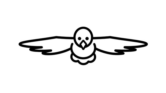Bird icon shown flying gracefully with spread wings in a bold silhouette style drawing representing freedom, flight, and open sky movement overhead