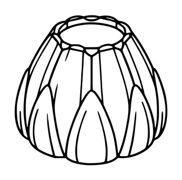 Hand drawn black and white vector line art illustration of a barnacle shell, isolated on white background, simple sketch outline style icon for marine biology and ocean design