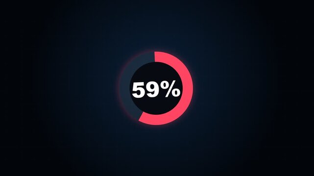 Loading icon animation 66% circle, 66 percent round donut chart infographic element with alpha channel 4K motion video