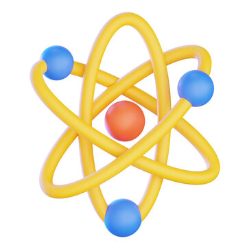 3D rendering colorful atomic structure icon for science physics education