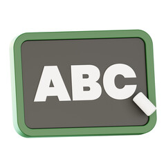 3D rendering green blackboard icon with chalk for school education design