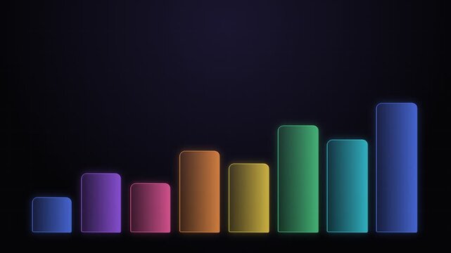 Animated bar chart sequence showcasing data evolution and growth metrics
