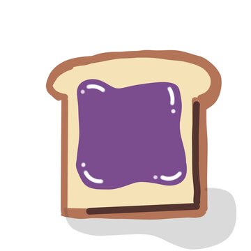 Slice of toast bread with blueberry jam spread vector illustration isolated on white background