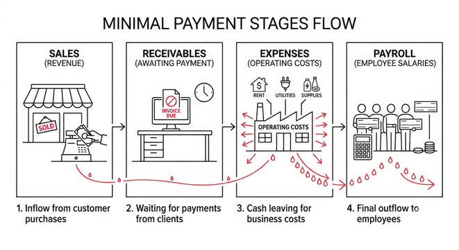 Payment waterfall: prioritize payroll, taxes, rent; deferral plan.