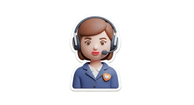 3d cartoon avatar of a friendly female customer support operator wearing a headset for business communication and call center services