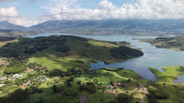 Beautiful aerial view of Calima Lake landscape