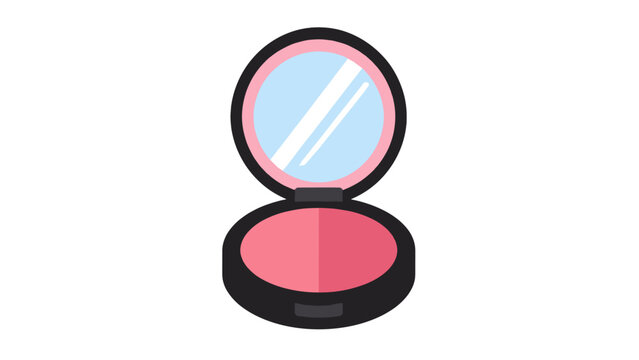 Open makeup compact with mirror in flat vector style