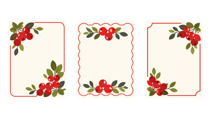 Set of decorative berry frame cards with red borders © Andrei