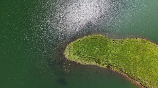 Aerial top down view of Lake Calima water