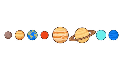 Cute solar system planets illustration on white background © Andrei