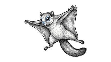 Fototapeta premium Hand drawn sugar glider illustration in vintage ink style.