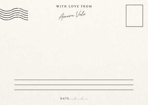 Love postcard back view template design from original art illustration