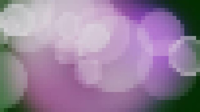 Abstract image with pixelated light spots in soft purple circles, creating a bright, dreamlike, and hazy bokeh effect. Suitable for backgrounds or design projects.