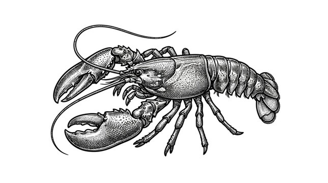 Lobster vintage engraving seafood culinary illustration.